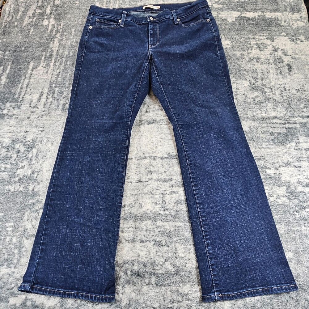 Levis Classic Bootcut Jeans Women 18W Blue Mid Rise Stretch Denim Size 37x29
